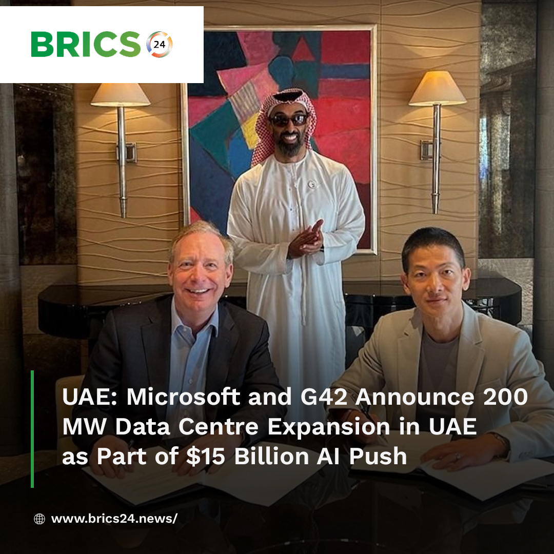 brics24news's tweet image. UAE: Massive tech investment! Microsoft and Abu Dhabi’s G42 announce a 200 MW data centre capacity expansion in the UAE, part of a $15 billion plan to build a global AI and cloud-computing hub.
#brics24 #UAETech #DataCenter #Microsoft #G42 #AIInfrastructure