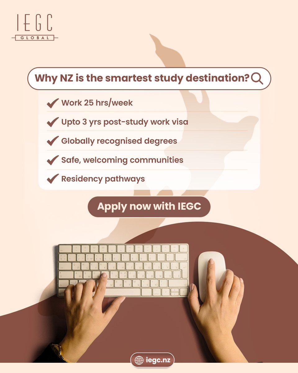 LizBatrasIEGC's tweet image. From world-class education to real career pathways, New Zealand has it all

Apply now with IEGC, your trusted partner for New Zealand education and visa guidance - iegc.nz

#IEGC #StudyInNZ #InternationalStudents #StudyAbroadJourney #StudyInNewZealand #IEGCGlobal