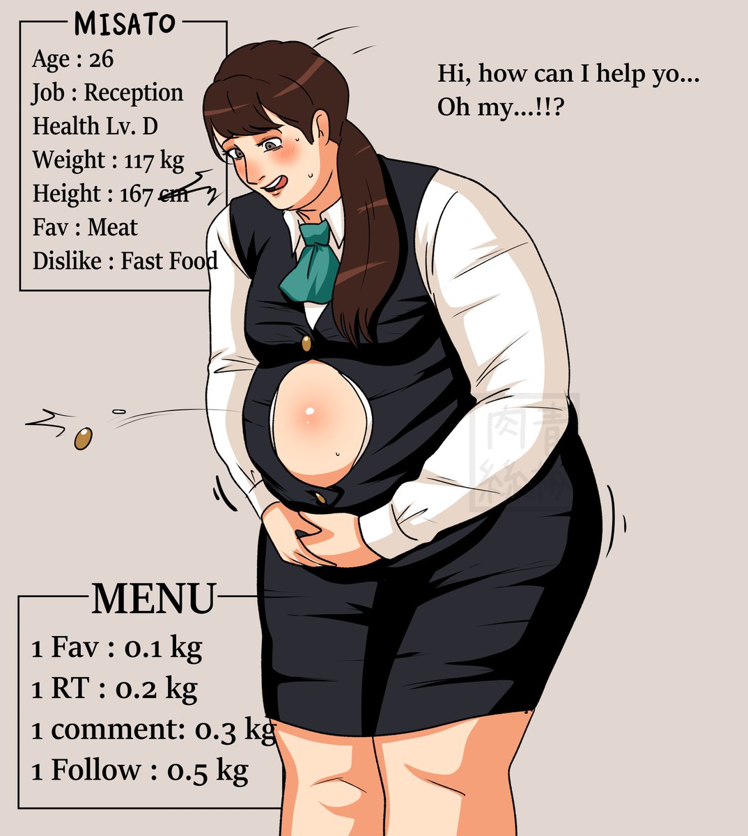 Change of Misato's Health lv.!!  Pls fav and comment if you wanna feed her more!