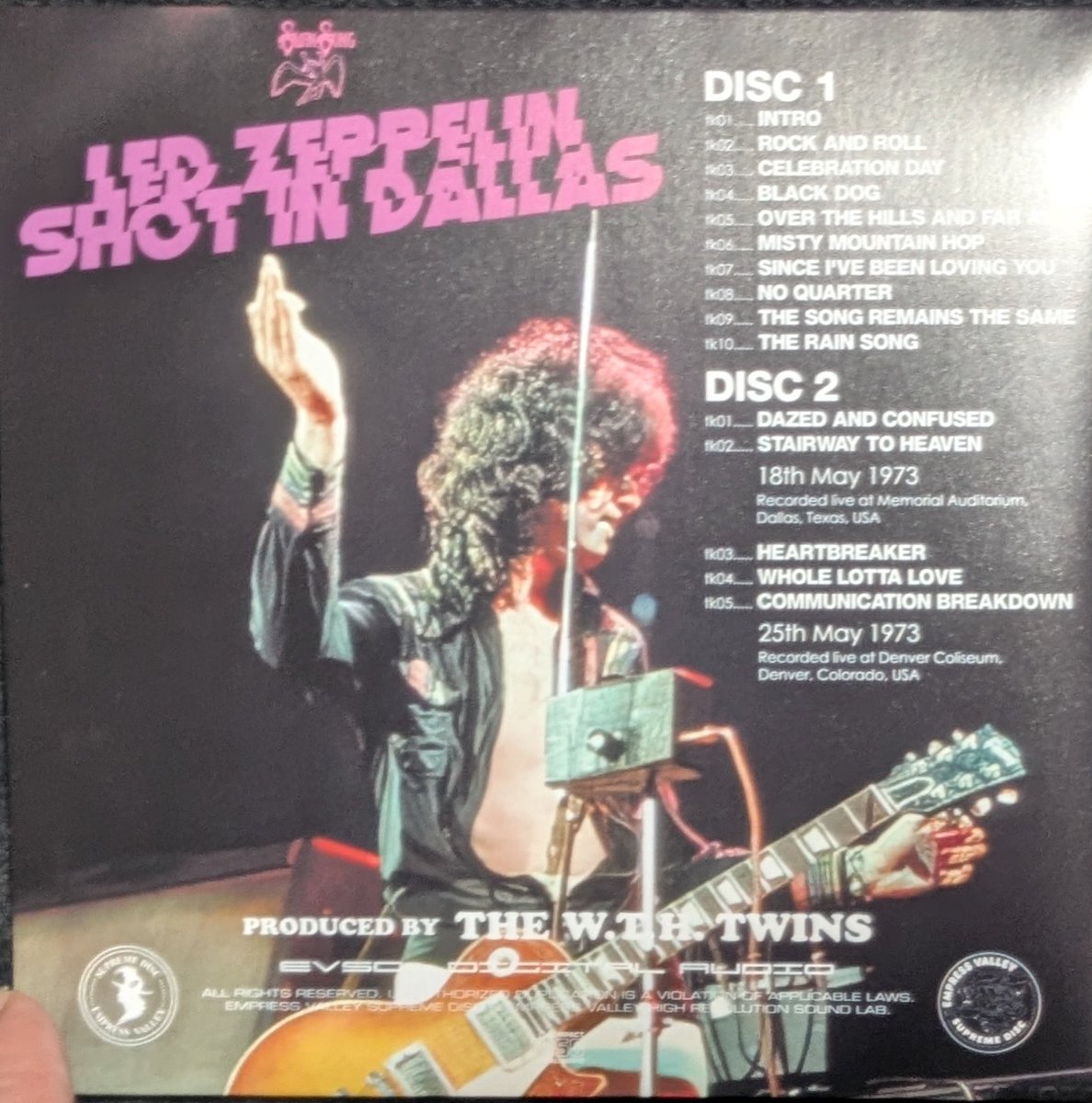 51枚バラ売りCD Led Zeppelin『SHOT IN DALLAS』(1973/3/18 Dallas, 2CD EVSD):BFの