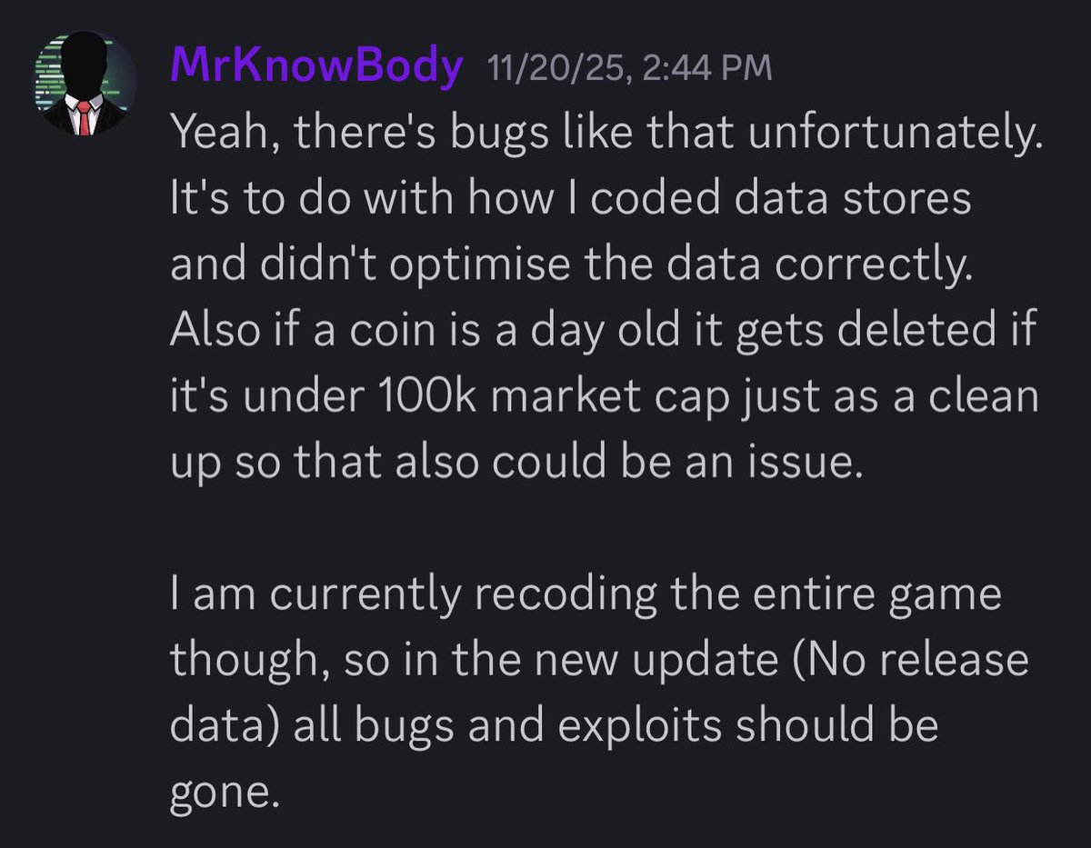 RobloxYoshi's tweet image. I’ve reached out to him in DM and will be waiting for his reply the next 24 hours. 
A friend of his told me $CLOUT Crypto Currency Simulator is his main project but his bigger focus development is working on a @UnrealEngine game.