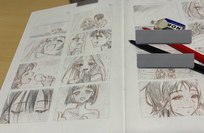 勉強不足がすぎるのでフィルムスタディも兼ねて好きな映像作品模写してた (隠してるとこはネタバレになりかねないとこ)