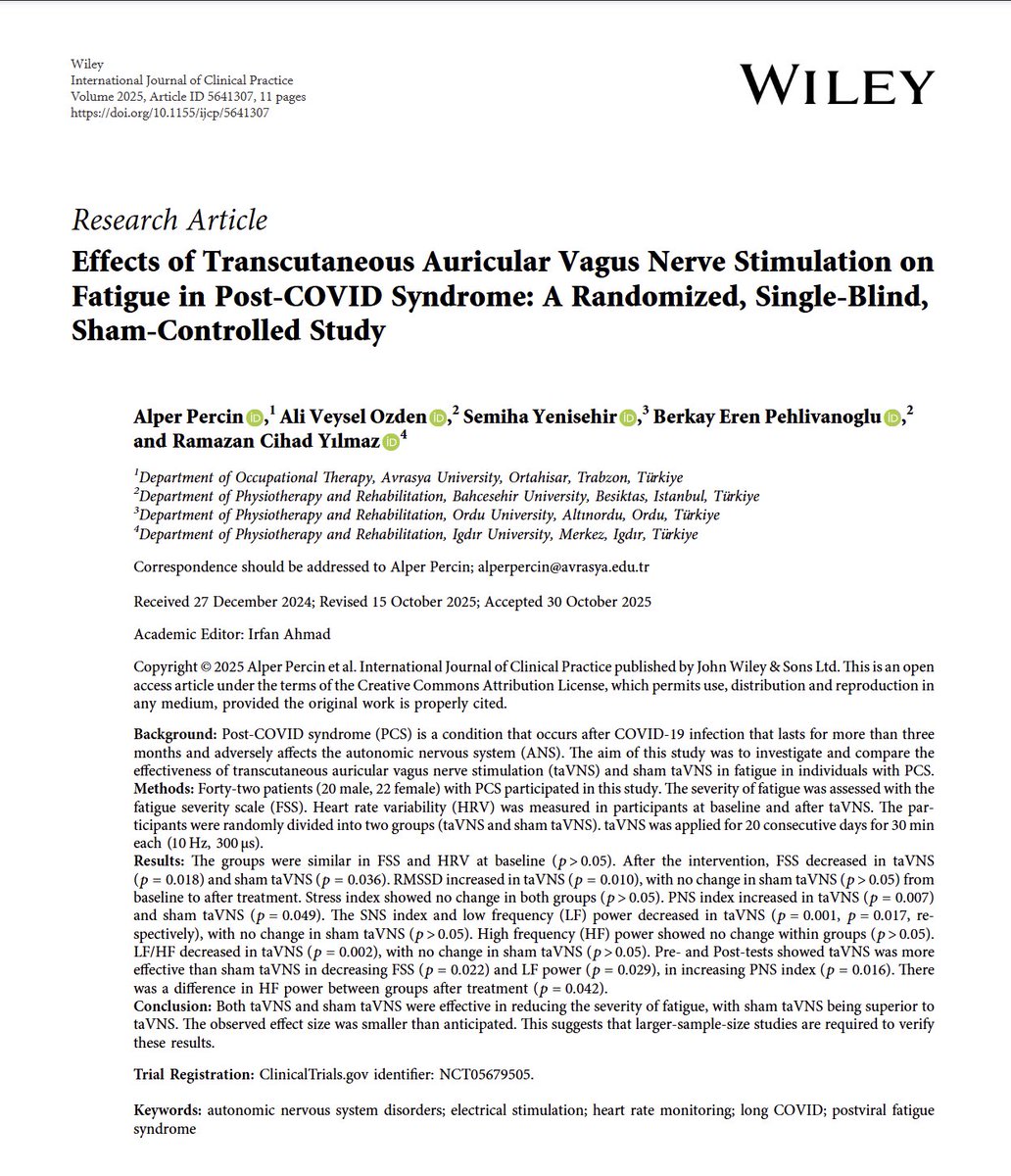 Post-COVID sendromunda vagus sinir uyarımı faydalı olabilir. Benden söylemesi...