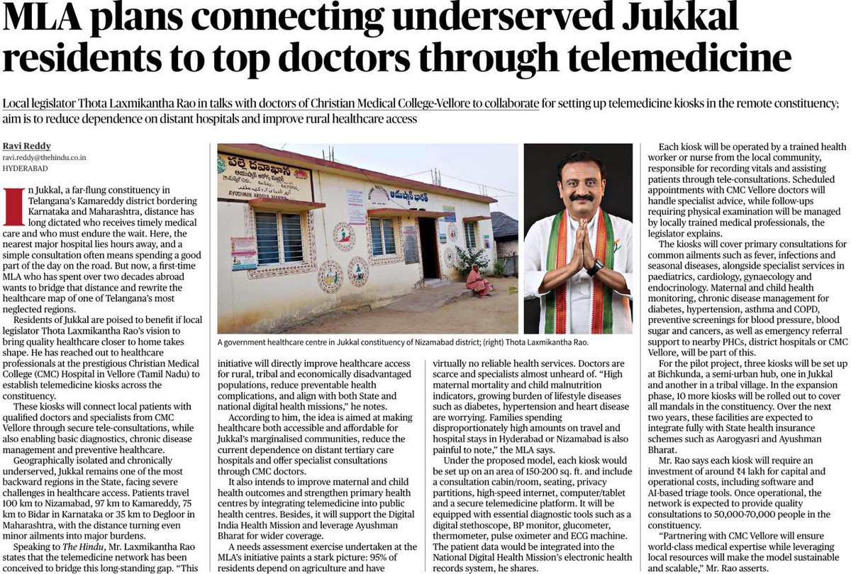 thotalkr_mla's tweet image. Bringing World-Class Healthcare Home: Telemedicine Initiative for Jukkal 

Dear People,

I am incredibly proud and happy to announce a major step forward in bringing top-tier healthcare right to your doorstep: Our innovative plan to establish telemedicine kiosks across Jukkal!…