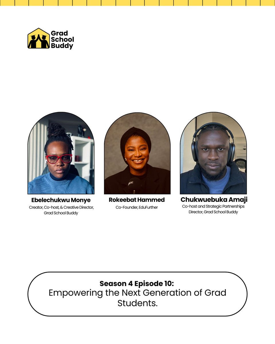 mygradschoolbud's tweet image. In this special episode, we bring you highlights from our live event hosted by Grad School Buddy in collaboration with EduFurther, designed to equip the next generation of graduate students with real-world guidance and mentorship to thrive in grad school and beyond.
(1/2)
#grad