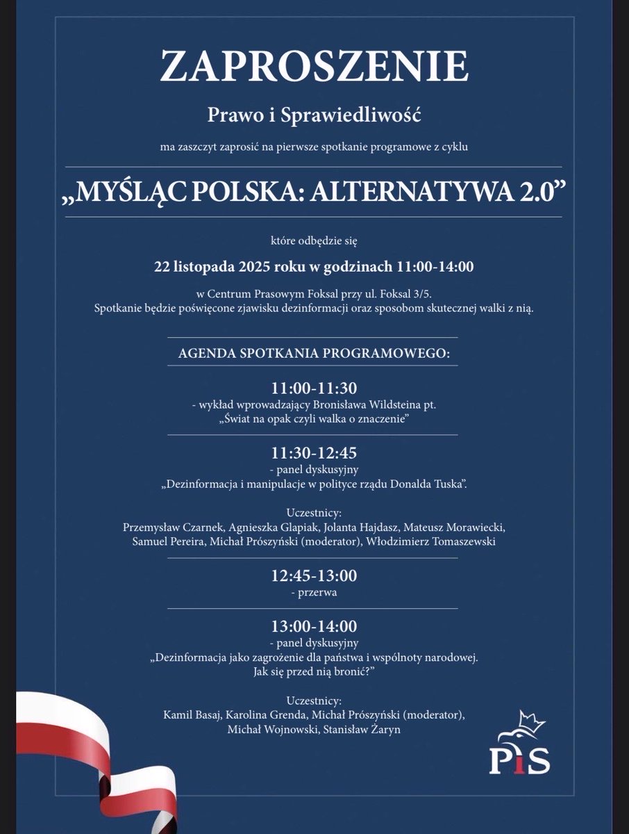 wroblewski_m's tweet image. 📍Z uwagi na wykluczenie Mateusza Morawieckiego przez tzw. frakcję „maślarzy” (określenie używane przez niektórych w PiS) z zespołu/ów prac programowych, były premier i wiceprezes PiS rezygnuje z udziału w spotkaniu „Myśląc Polska” - słyszę nieoficjalnie w PiS.