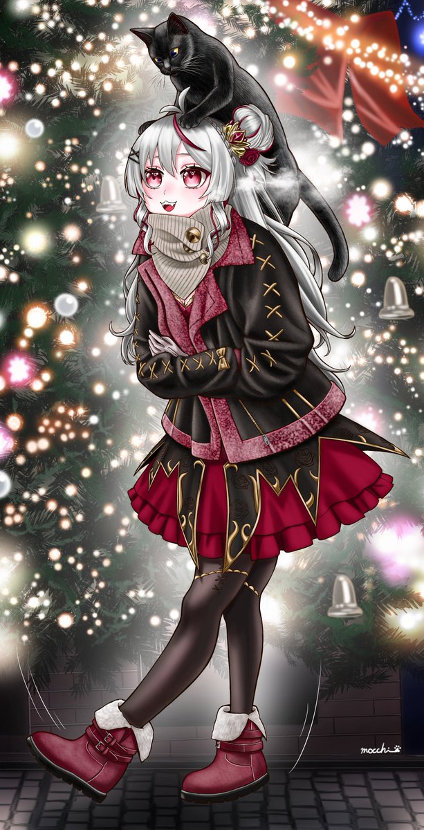 新人Vtuberの紅喰セツナさん(<a href="/_AkabmiSetuna/">紅喰セツナ🦇❤️【新人VTuber】</a>)の
冬イラストを描かせていただきました。
猫を頭に乗せれるものなら乗せたいということで
相棒の黒猫ちゃんが乗ってます(*'▽')

大の猫好きで猫トークも弾みまくり、
明るくケラケラと笑うチャーミングなお姉さんです。
tiktok.com/@akabami.s