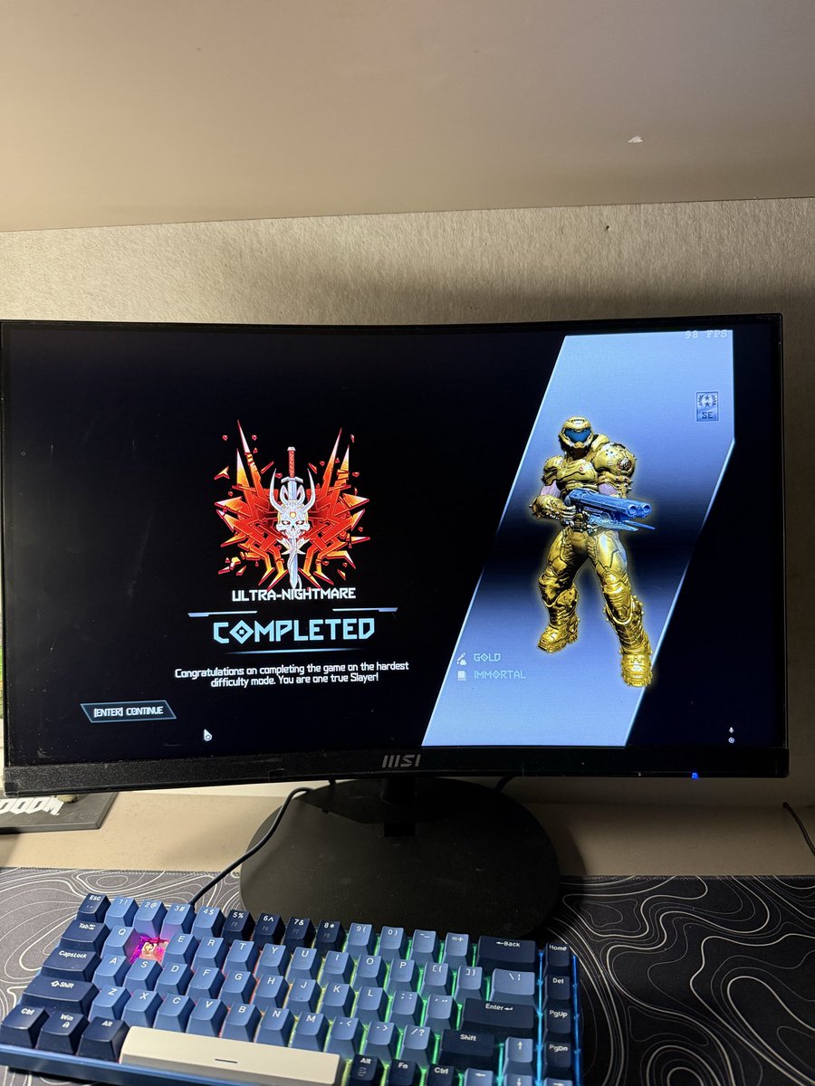 wpihg's tweet image. Just finished beating Doom Eternal on Ultra Nightmare never thought I could. @UnderTheMayo videos were of crazy help. I used to struggle on hurt me plenty. I remember watching @Kruzadar videos on Doom Eternal back in 2020 and think ultra nightmare seems impossible. 
#DOOM