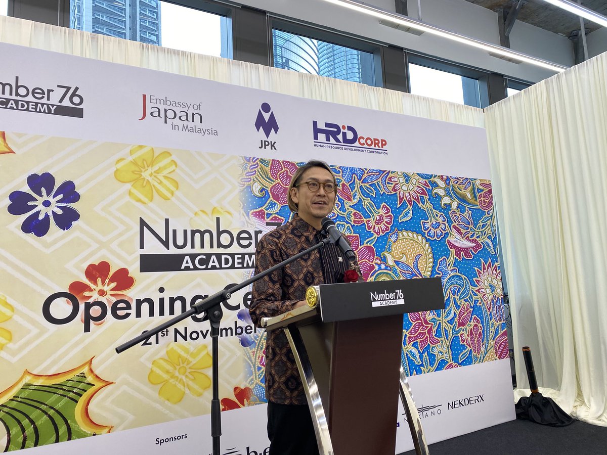 AmbTakahashi_JP's tweet photo. Happy to attend the Opening Ceremony of Number76 Academy in KL. The project that started when we were in Malaysia 🇲🇾 has materialized by effort of Mr. Hamaguchi. We also thank support from JPK. We hope this Academy creates hair stylists in Malaysia & beyond.🎉
#JPK #Number76 #LEP https://t.co/dnmrGFv03y