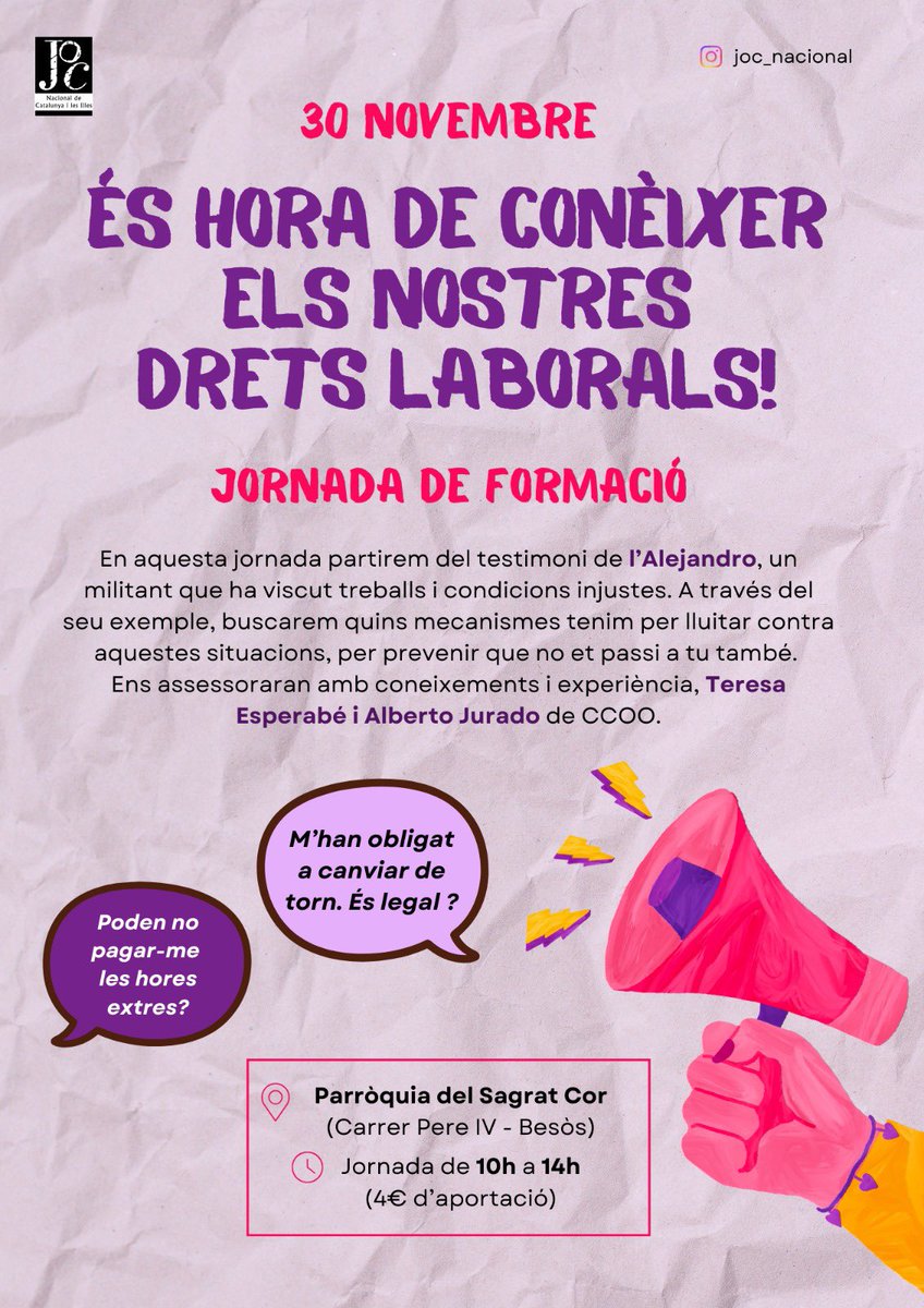 💭Hi ha una QUARTA veritat de Cardijn que ningú coneix: la de formació.

🗣️ Diumenge 30 de novembre ens formarem per poder enfrontar-nos a les situacions injustes que ens trobarem al món laboral. 

‼️Un jovent format és un jovent empoderat. Vine‼️