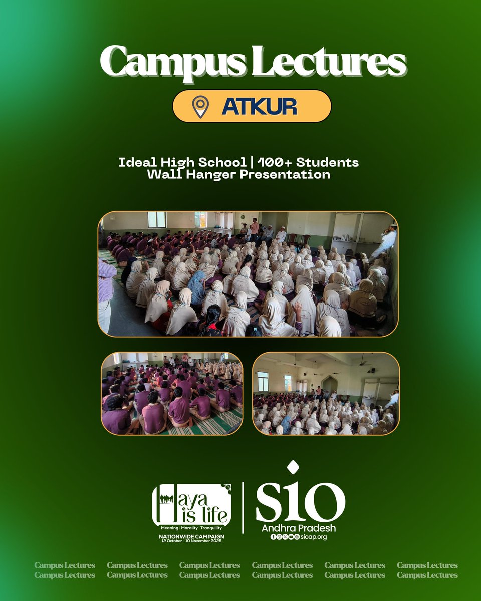 SIO_AP's tweet image. Haya Is Life — Campus Lectures 
As part of the ongoing HayaIsLife Campaign, SIO Atkur, Kadapa &amp;amp; Udaygiri Units conducted campus lectures addressed by:
Br. Abdul Hafeez Zonal Secretary, SIO AP
Br. Riyaz Campus Secretary, SIO AP
Both spoke on the relevance of Haya in student life.