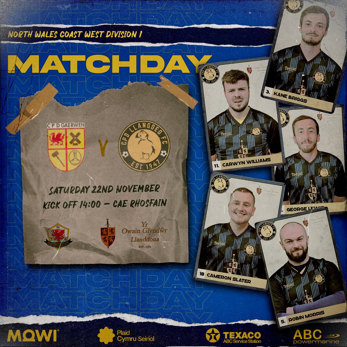 CPDLlangoedFC's tweet image. 𝗟𝗘𝗔𝗚𝗨𝗘 𝗠𝗔𝗧𝗖𝗛𝗗𝗔𝗬 𝗻𝗼.𝟭𝟬
Away this afternoon as we will be hosted by CPD Gearwen, big game, massive three points.

𝙇𝙞𝙣𝙠 𝙩𝙤 𝙬𝙖𝙩𝙘𝙝 𝙜𝙖𝙢𝙚 𝙇𝙄𝙑𝙀: bit.ly/3Jrk2Dv

(Match details in poster below) 

#football #matchday #northwales #llangoed