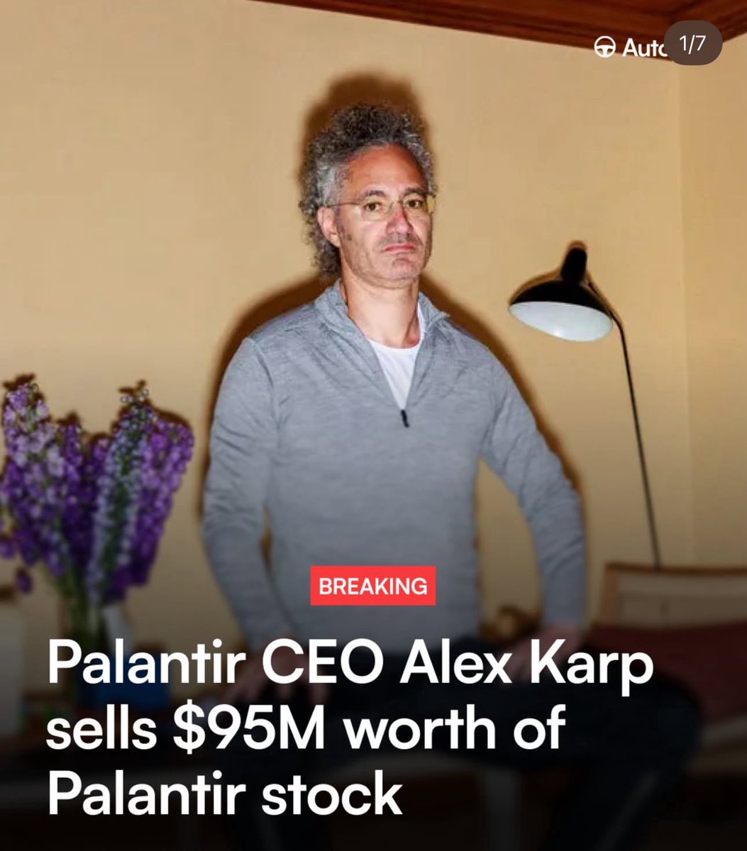 Even Alex Karp is dumping his Palantir shares, 585,000! 

He seemed so confident about the company over a week ago!