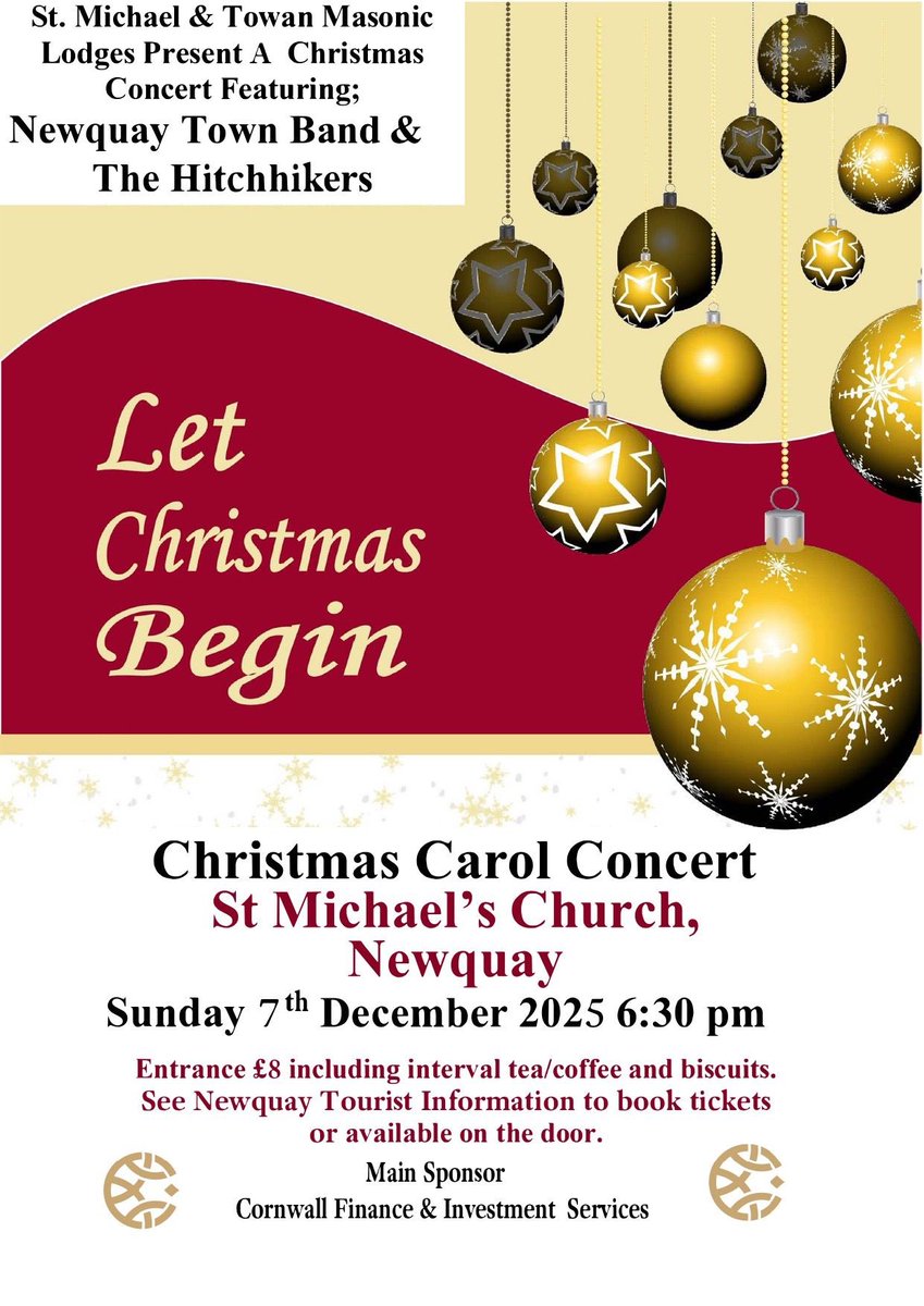 Its beginning to look a lot like Christmas🎄! Come and join us on Sunday 7th December at St Michael’s Church for a wonderful evening of carols and Christmas songs. Entrance on the door, refreshments at the interval raffle, looking forward to seeing you there. <a href="/Love_Newquay/">Love Newquay</a>