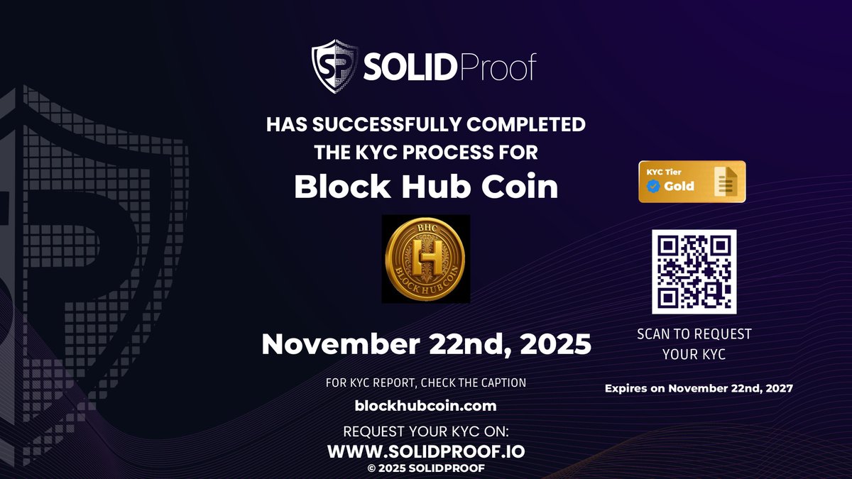 solidproof_news's tweet image. We have finished the KYC process for @blockhubcoin_id🛡️
Well deserved KYC Gold Tier!

Check the security score here: app.solidproof.io/projects/block…

Need a Smart contract audit, KYC or development support? Send us a message, our sales team will gladly make a customized offer for you!…