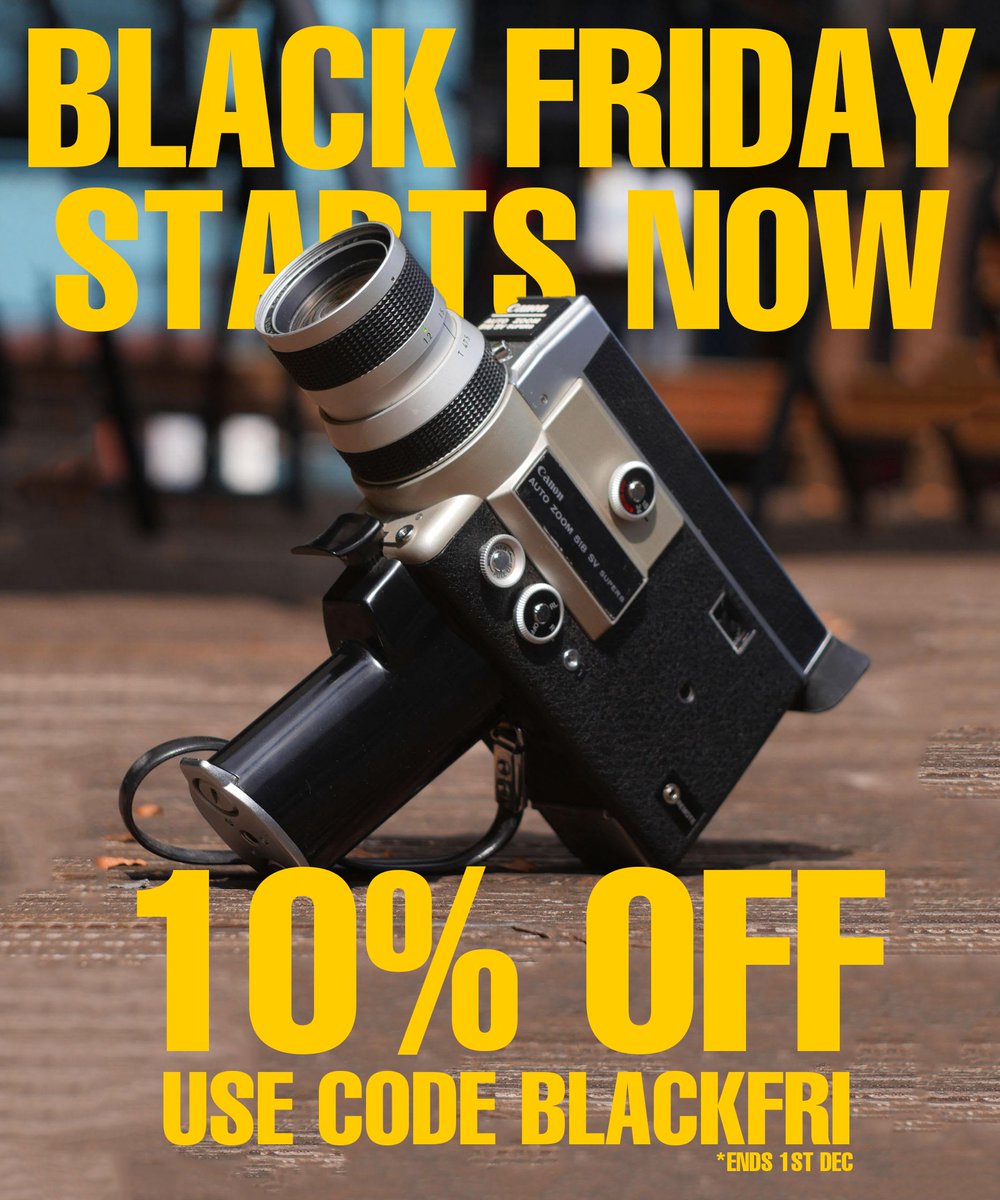 CameraCrate's tweet image. Our biggest ever #BlackFriday sale starts now. 10% off all orders with the code BLACKFRI plus extra deals on select #Super8 and #16mm #FilmCameras

Shop now: cameracrate.com