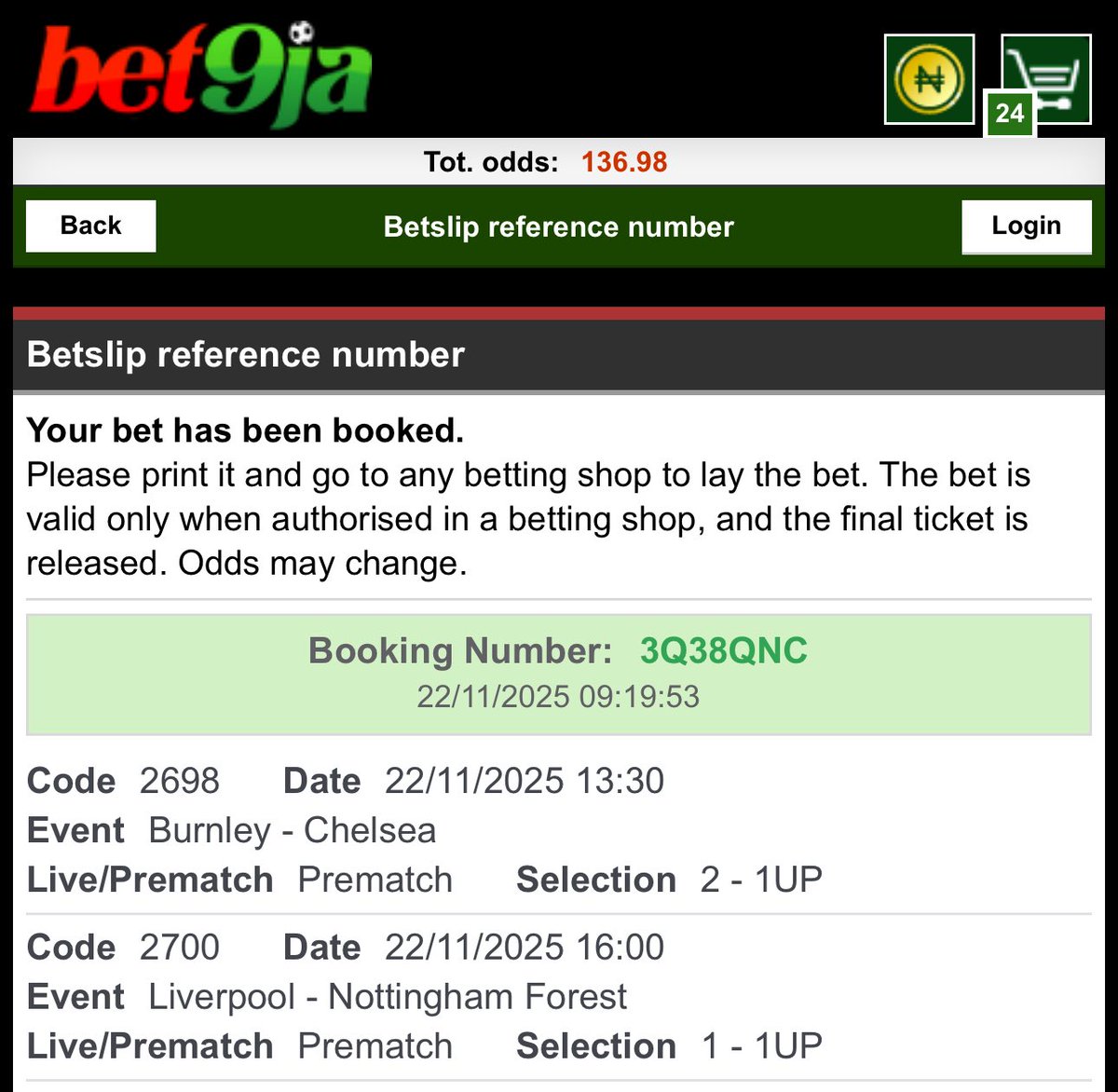 PERFECTLY ANALYED

Booking Number

3Q38QNC
3Q395NV
3Q3CYL5

#Bet9jacodes
#Bet9jacodes