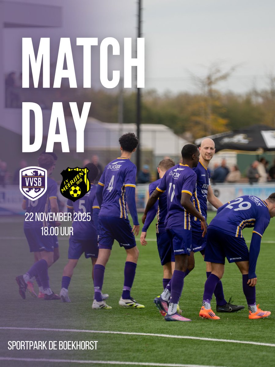 💜💛 MATCHDAY! 💜💛
🆚 <a href="/Svmeerssen1/">Sv Meerssen1</a>
🕝 18.00 uur 
🏟️ Sportpark de Boekhorst
🏆 Derde divisie - B