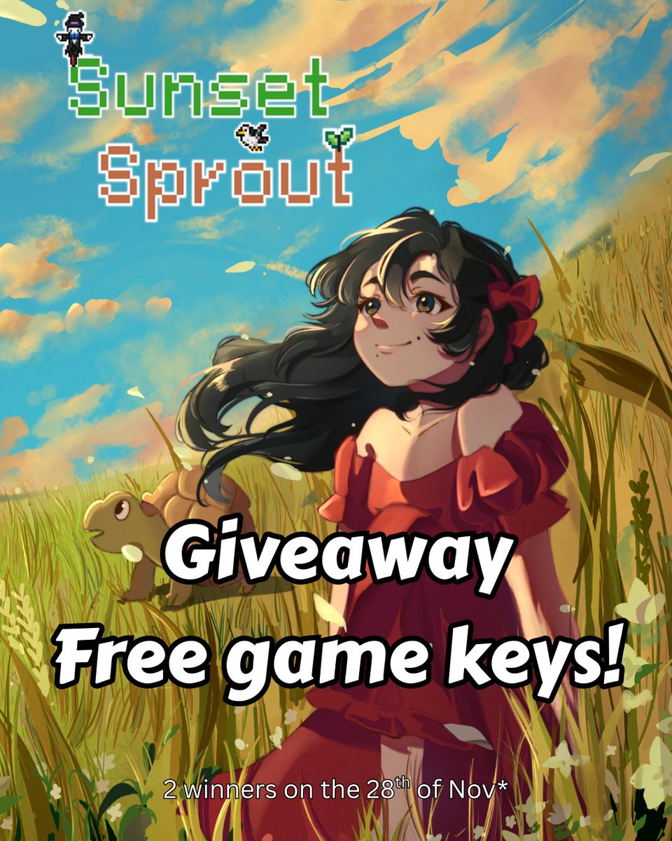 Fontty_games's tweet image. Sunset Sprout comes out in less than a week!  
Here is a little giveaway for a chance to win TWO free game keys!  

kingsumo.com/g/107g7g3/suns…

 #Giveaway  #FreeGame #Steam #gamedev
