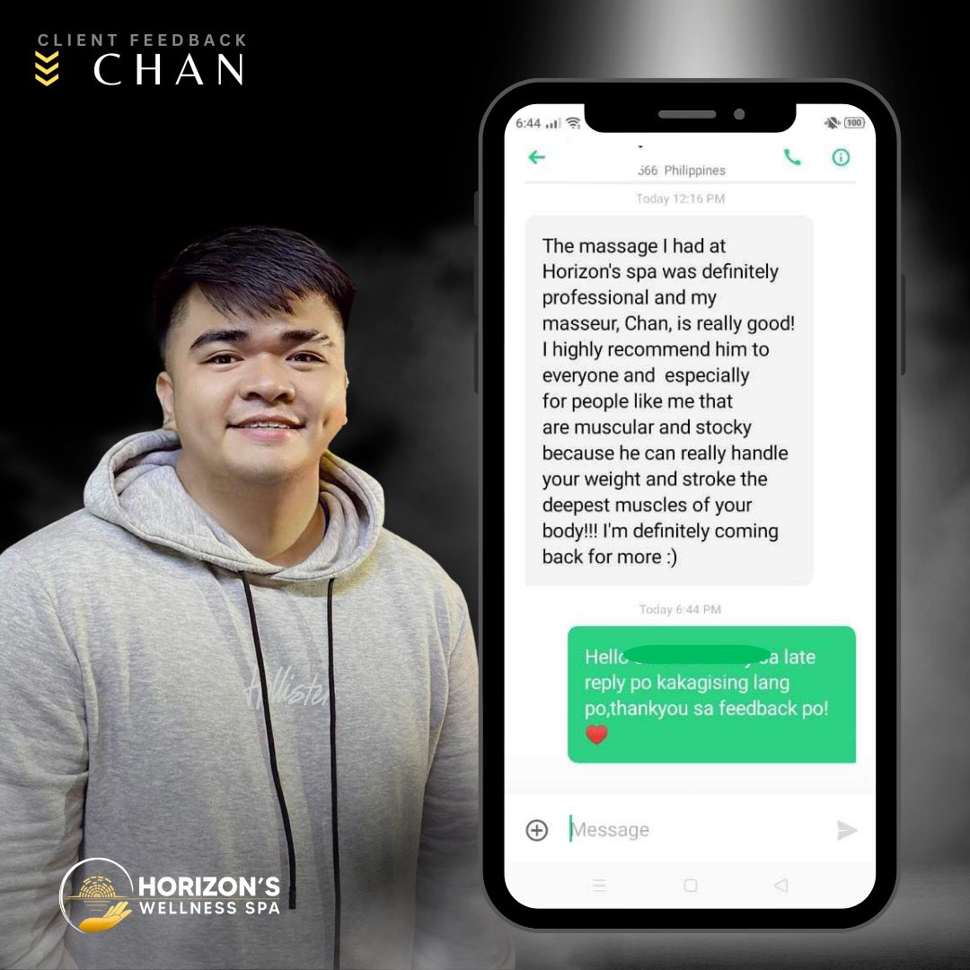 ChanchanRavena's tweet photo. Hi clients! Book your appointment na po avail now until 3am for home hotel condo service or here @HorizonSpaPasig for more details DM me text or call 09957180857 book na po seeyouuu! ❤️

@HorizonSpaPh 
@HorizonSpaPasig 
@SpaManila https://t.co/sXuL4onByR
