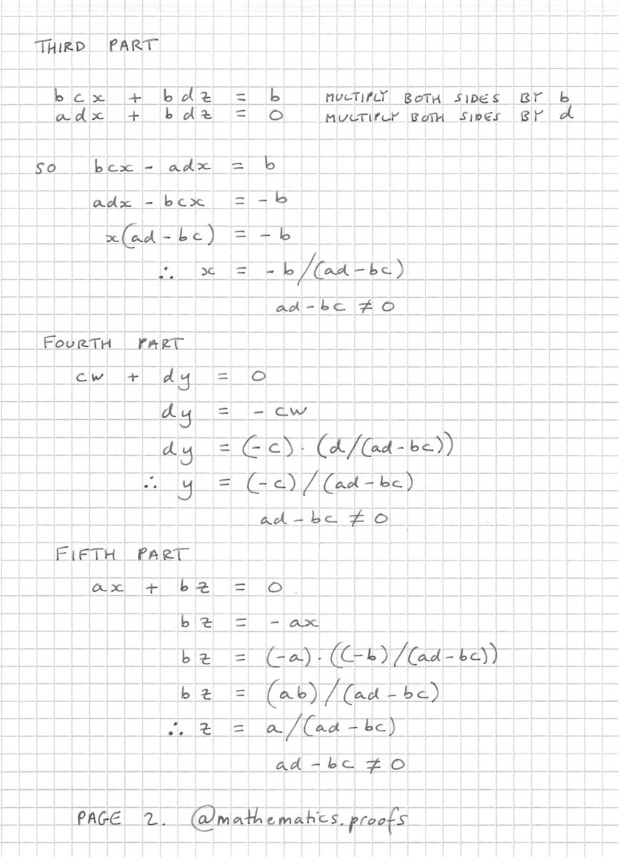 mathsproofs's tweet image. A full step-by-step derivation of the inverse of a 2×2 matrix — clear, precise, and logically built from first principles. 

🔍📐

The complete breakdown is here:

geometricbites.blogspot.com/2025/11/findin…