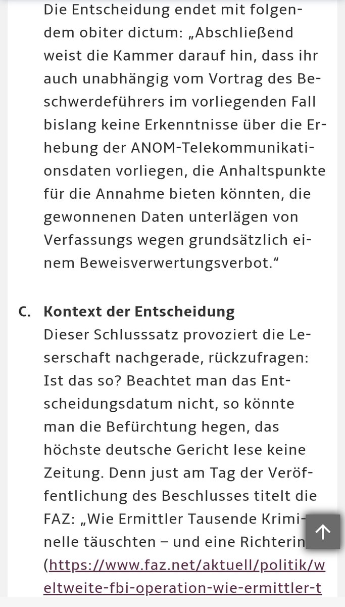 In der JurisPR-StrafR 23/2025 Anm. 1 ist heute meine Besprechung der Entscheidung der  dritten Kammer des zweiten Senats des BVerfG zu ANOM erschienen. Keine Erkenntnisse über Anhaltspunkte für die Rechtswidrigkeit des Vorgehens? Das sehe ich dezidiert anders. <a href="/DasRechtsportal/">juris GmbH</a>