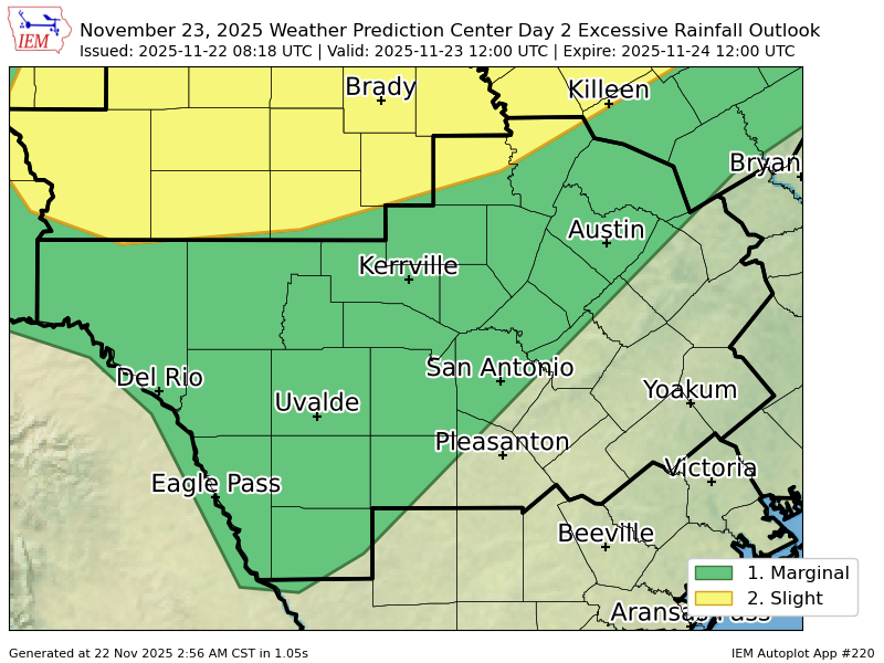 ScannerAtx's tweet image. WPC issues Day 2 Slight Risk Excessive Rainfall Outlook at Nov 22, 8:18z for EWX wpc.ncep.noaa.gov/qpf/excessive_…