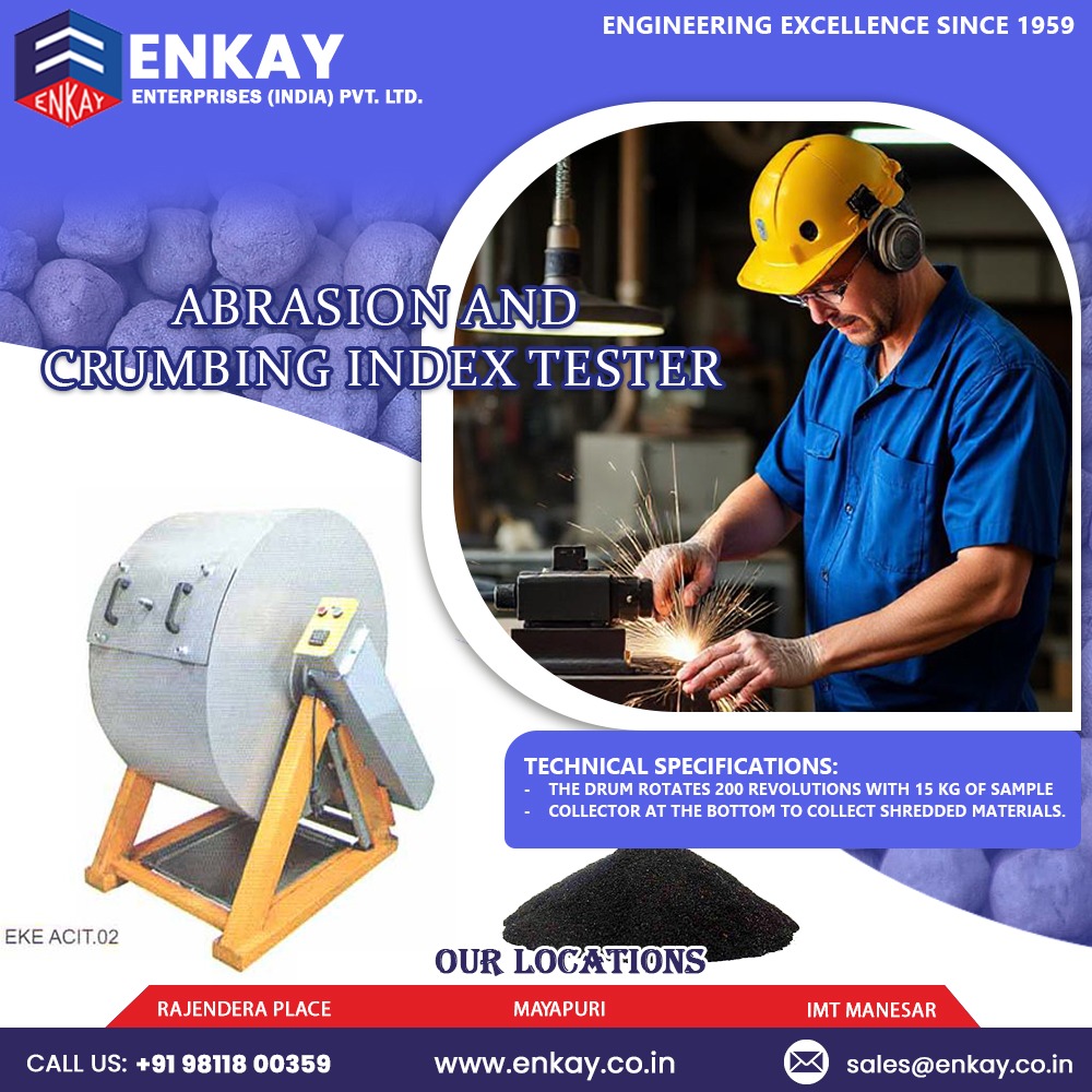 EnkayEntpvtltd's tweet image. Reliable material testing made easy with Enkay’s Abrasion &amp;amp; Crumbling Index Tester.
 200 drum revolutions | 15 kg sample | Accurate results
📞 +91 98118 00359
🌐 enkay.co.in
📧 sales@enkay.co.in
#MaterialTesting #LabEquipment #EnkayEnterprises
