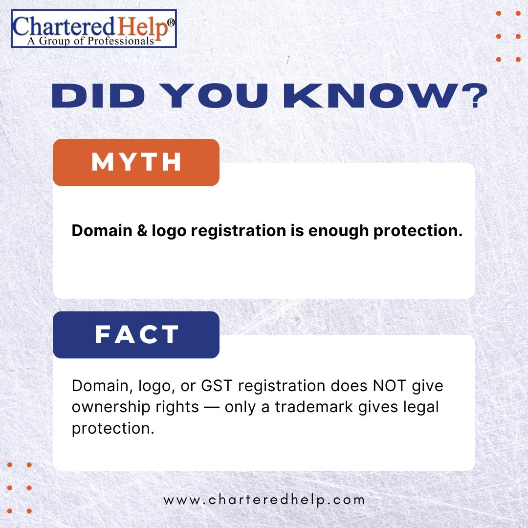 Chartered_help's tweet image. Most business owners think a domain name or logo is enough to protect their brand — but it’s not.
Only a registered Trademark gives legal ownership and protection.
Secure your brand before someone else does.

📩 Need help? DM us.

#trademarkregistration #trademarkonline