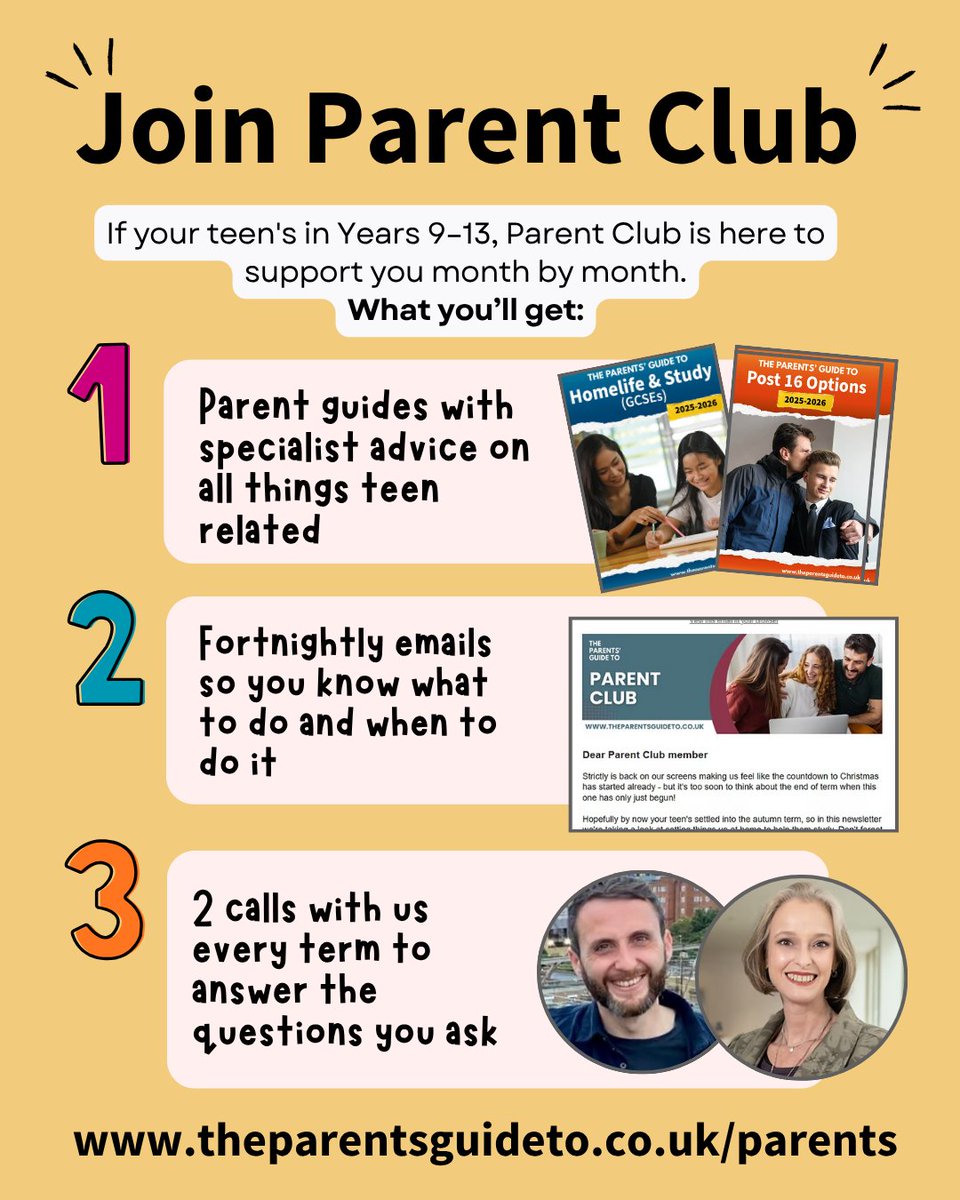 Parentsguideto's tweet image. ... #Parents

Join Parent Club to help  your teen get the best out of #GCSE and sixth form ...

... because the actions you take at home influence how well your teen does at school: ow.ly/AnyJ50WNFiP 

#Post16 #Post18 #SixthForm #ParentingTeens
