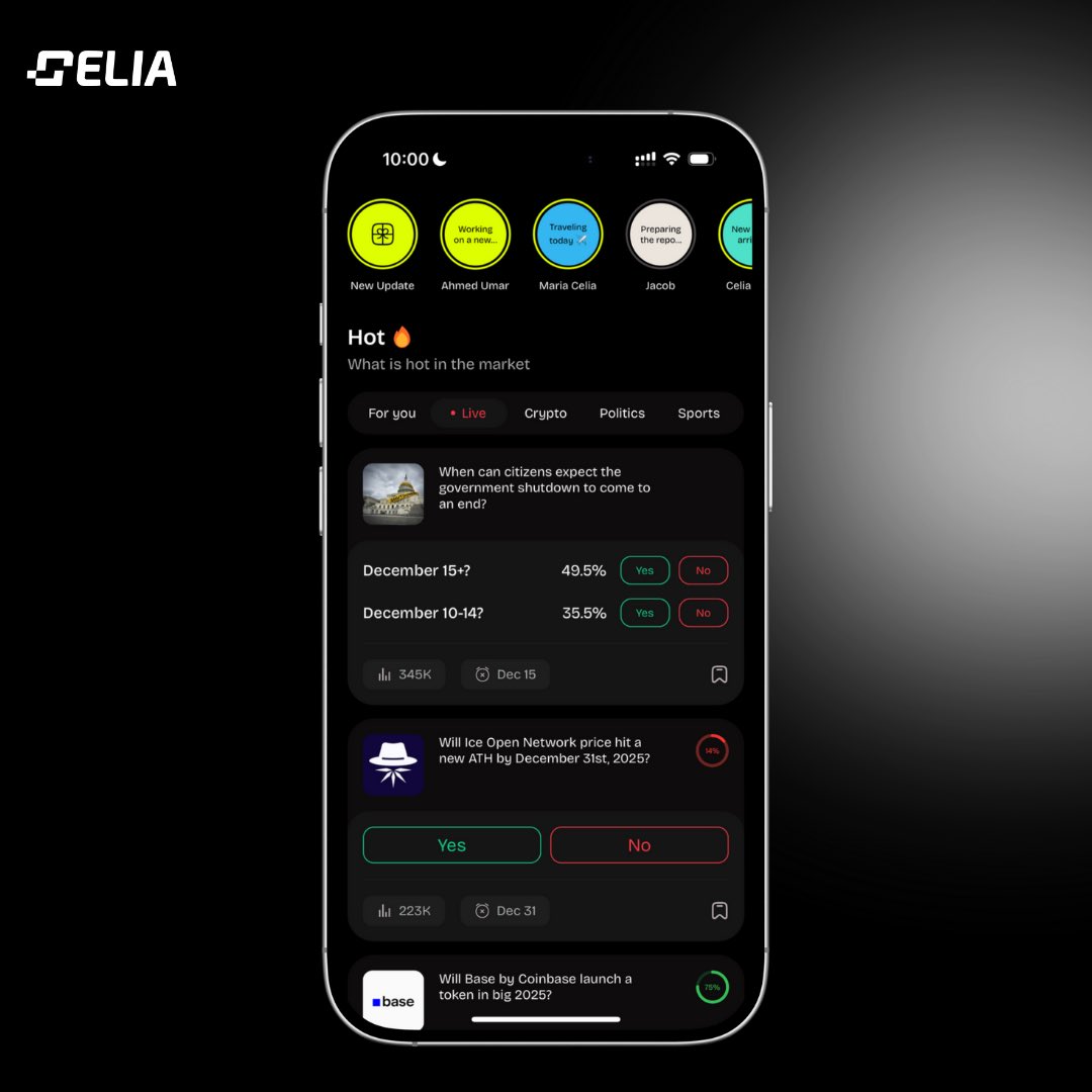 📊 Prediction Market Coming to Celia App