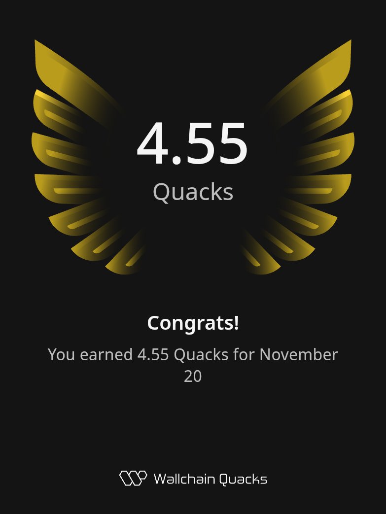 Amenouboy's tweet image. Just earned 4.55 Quacks on @wallchain in one day 🦆

Turn insights into rewards and climb the leaderboard 🥇

Use my referral link – quacks.app/?ref=Amenouboy