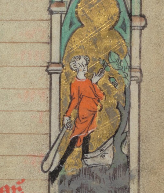 🐖 Good morrow, swineherd. It’s November, and your pigs are hungry. Time to fetch your big stick and beat the acorns from the oak trees!

This image depicts a detail from a fourteenth-century Book of Hours (CUL MS Dd.4.17) which lists agricultural jobs for each month.