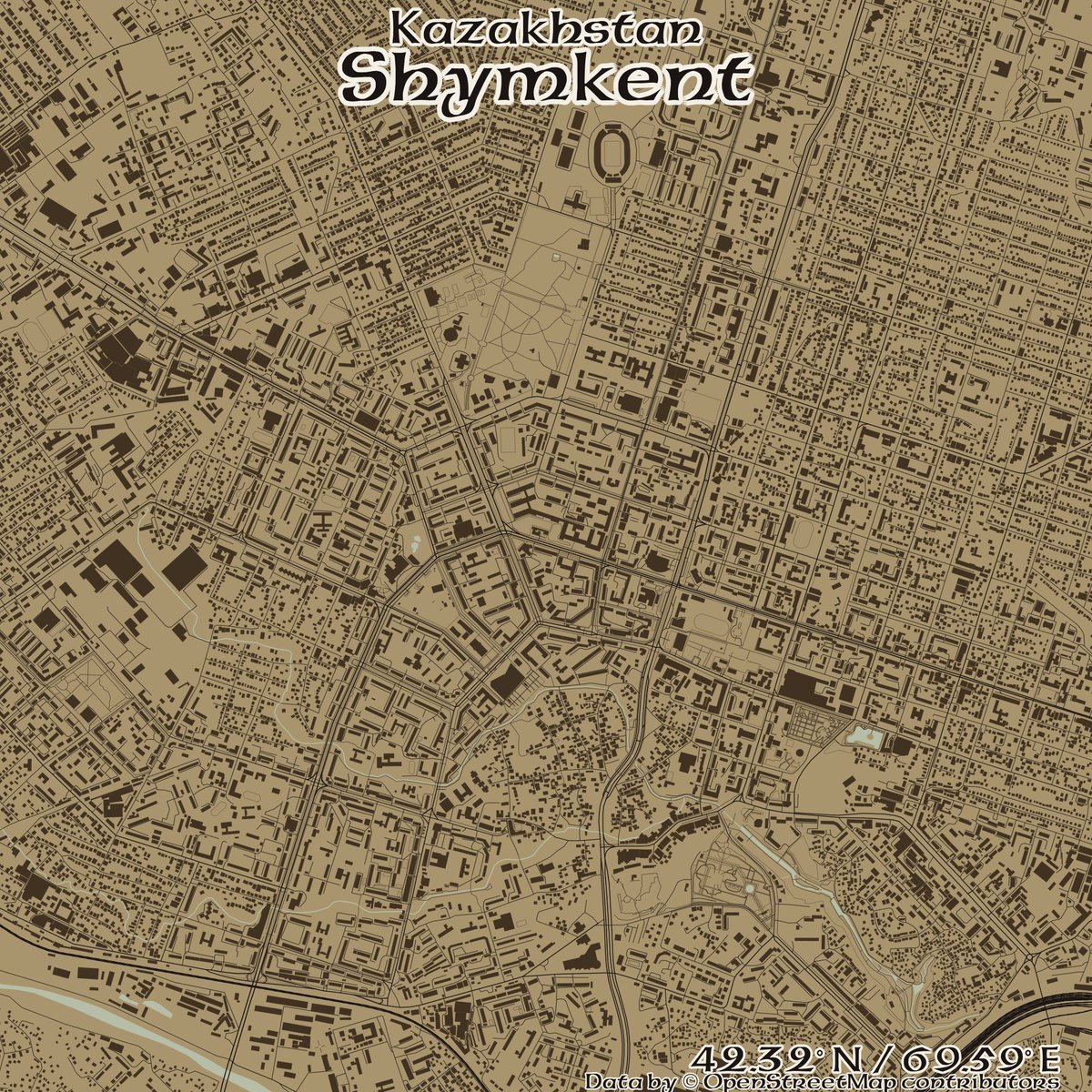 rcityviews's tweet image. Image of Shymkent, Kazakhstan created in #rstats using data from #OpenStreetMap.