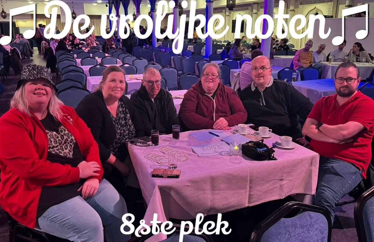 cindy_ve's tweet image. We hebben het toch niet slecht gedaan met de #DeVijfZintuigen #Efteling #PubQuiz met ons team #DeVrolijkeNoten we zijn op de 8ste plaats geëindigd van de 80 teams ❤️