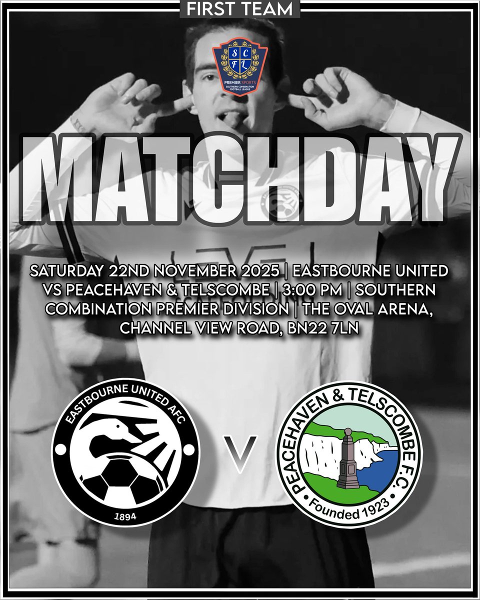 𝗠𝗔𝗧𝗖𝗛𝗗𝗔𝗬 ⚫️⚪️
🆚 Peacehaven &amp; Telscombe
🏆 Southern Combination Premier Division
🗓️ Saturday 22nd November 2025
⏰ 3:00 PM Kick-Off
🏟️ The Oval Arena, Channel View Road, BN22 7LN

#EUAFC <a href="/TheOvalArena3G/">The Oval Arena 3G - Eastbourne</a> #Eastbourne <a href="/TheSnlf/">TheSNLF</a> <a href="/Triasmedia27608/">Triasmedia</a> <a href="/macronhastings/">Macron Sports Hub - Hastings</a> <a href="/level_scaffold/">Level Scaffolding Limited</a>