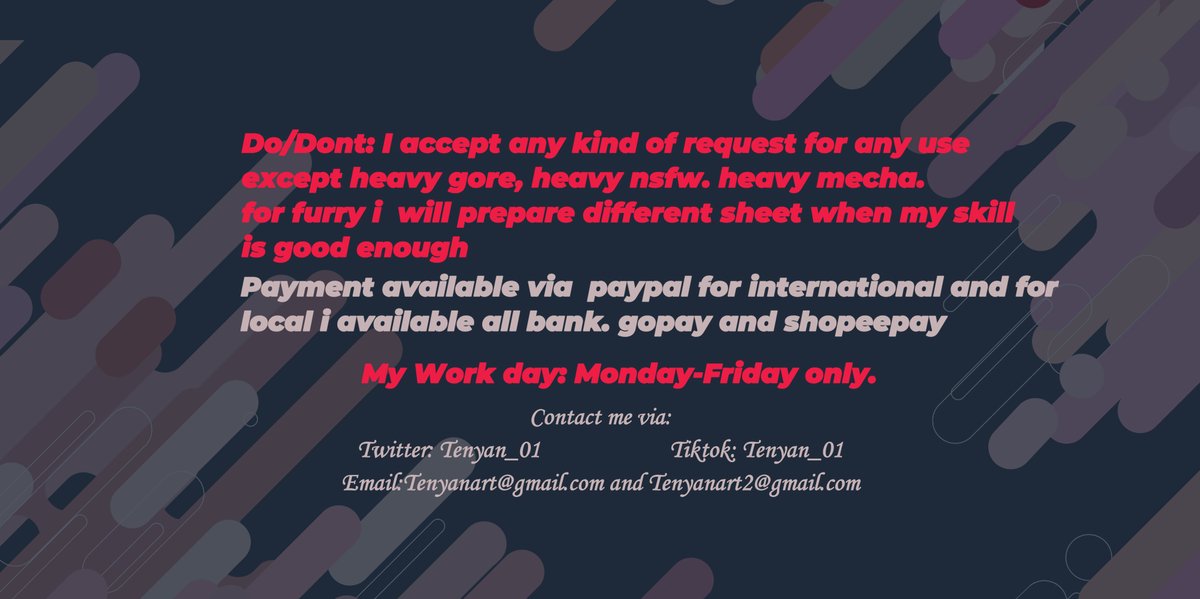 [RT'S APPRECIATED❤️‍🩹]
UPDATED TENYAN COMMISSION FOR LOCAL AND INTERNATIONAL!
Please check the thread on this post for Term of Service and more information. More sample? visit my profile to see them^^
#comissionsopen