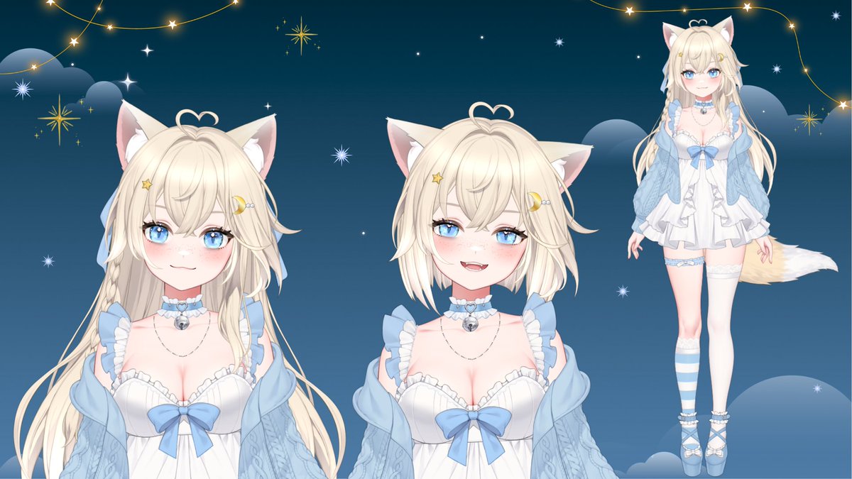 Princesse_Tabby's tweet image. I AM A SLEEPY CAT NOW 💙🌙! ....I am always sleepy 😴 #PrismCustomizableVtuber #Vtubers #Vtuberfr