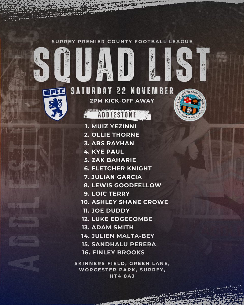 Our squad for today’s trip to Worcester Park.