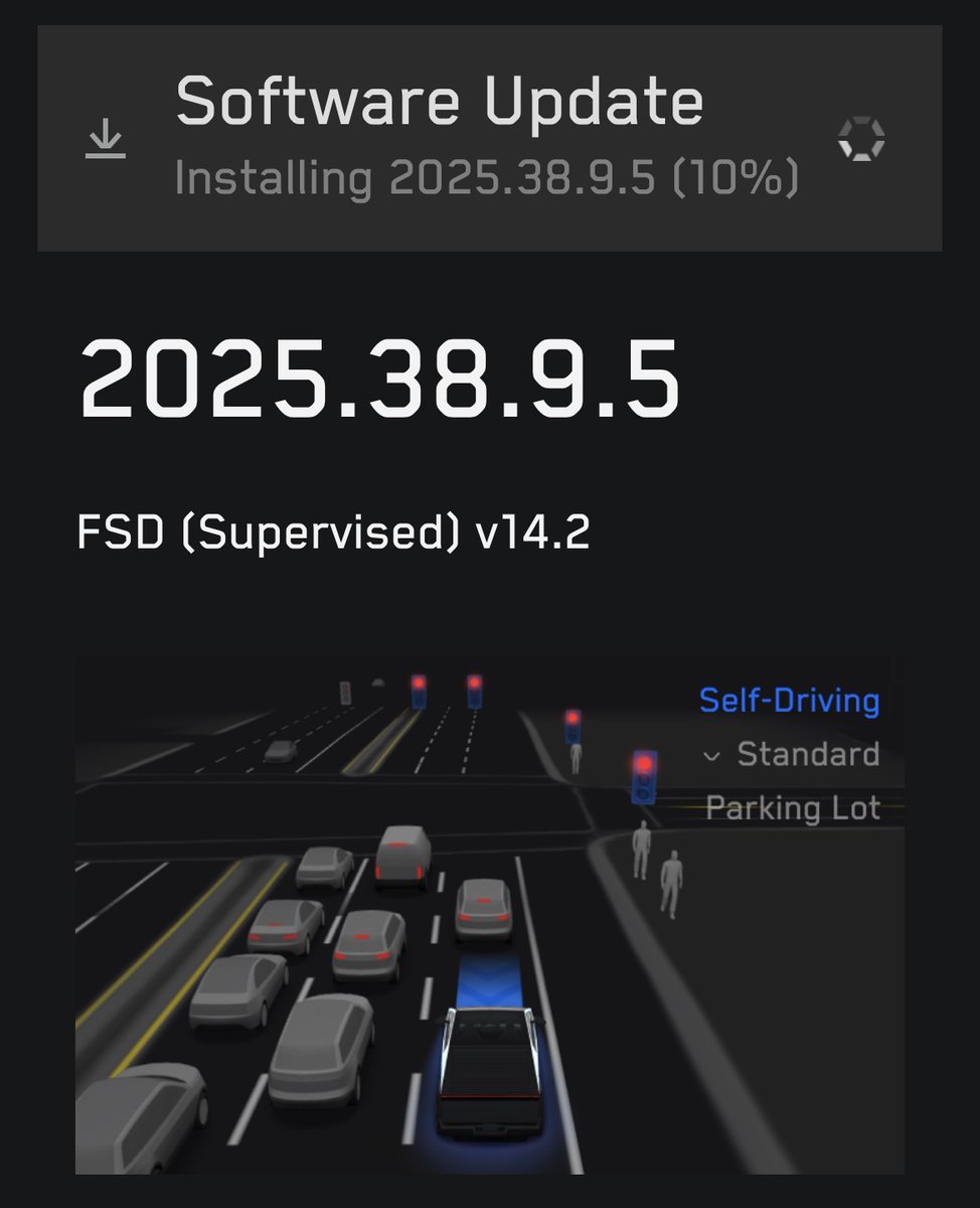 Cybertruck getting a performance boost.

FSD v14.2 - Tesla FSD Team 🙏🔥