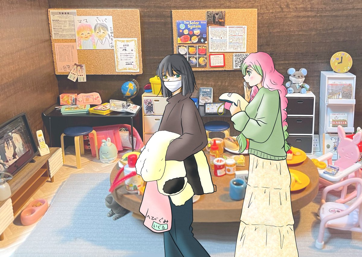 朝のお支度」 おばみつで11/22の日🐍🍡 ↓ﾂﾘｰに背景のミニチュア