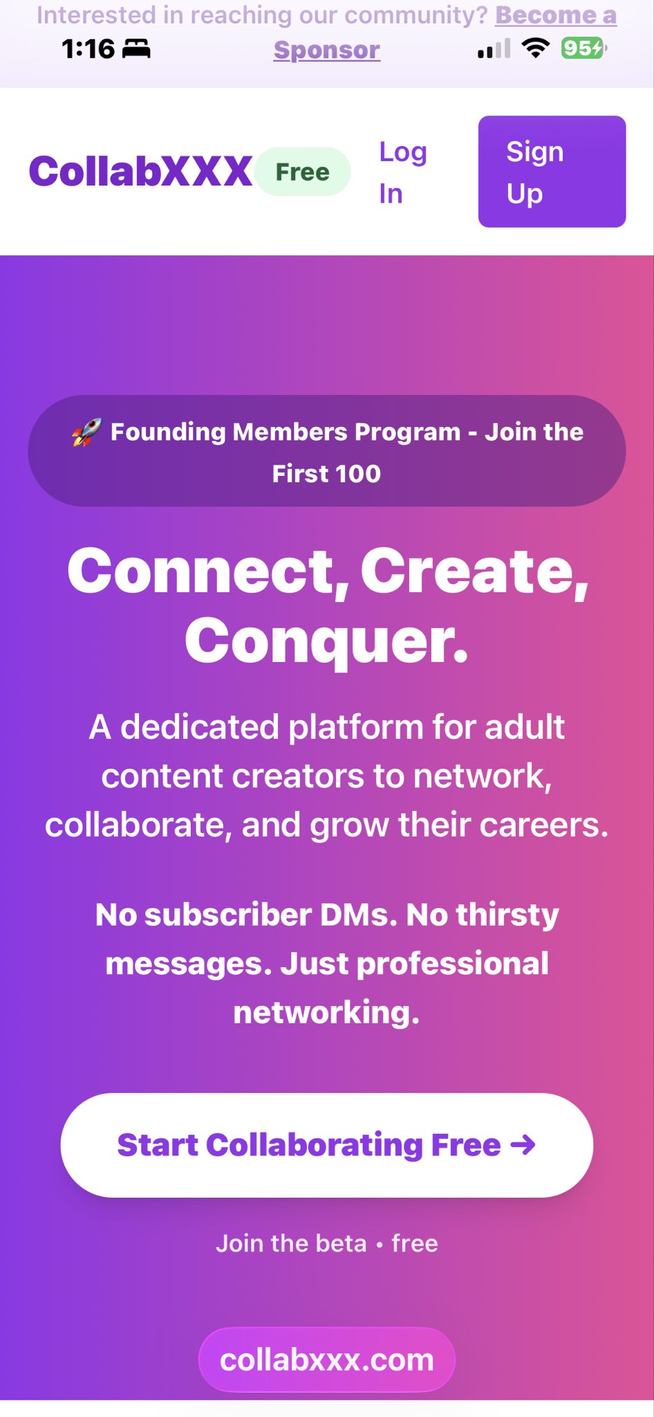1 pic. Finally finished my Adult content creator Collab site please check out https://t.co/H02fc7kXZL it’s in beta so please let me know what you think and what needs fixing if you run into an issue. https://t.co/Rv1Pwka3Ht