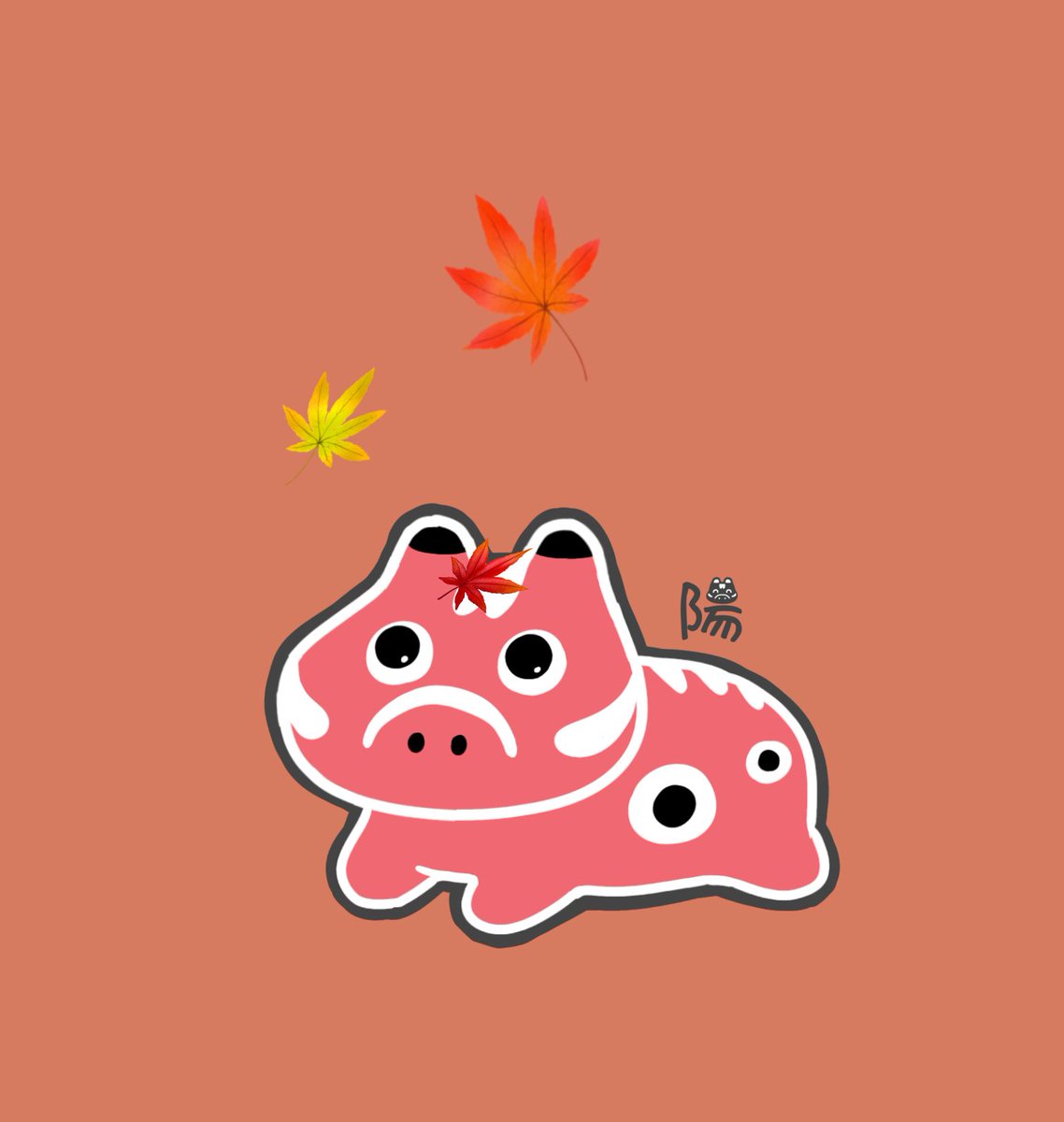 haru_be_35's tweet image. あれ？気がつけばもう11月🍁終わりそうだぁ💦
#赤べこ #赤ベコ #あかべこ #紅葉 #イラスト