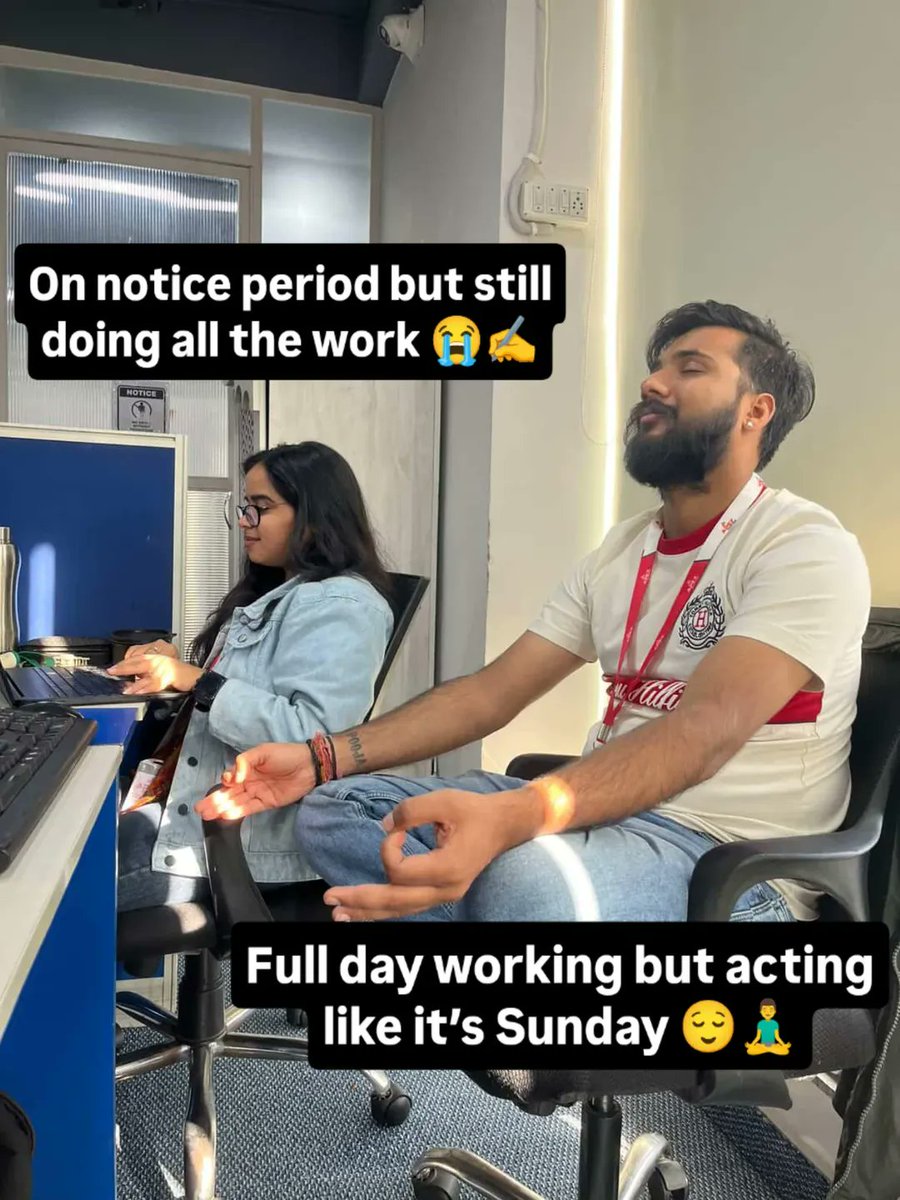 vefogix's tweet image. Role reversal:
Notice period = working 😭
Full day working = relaxing 😌
.
.
.
.
.
.
#OfficeLife #WorkMode #NoticePeriod #CorporateLife #Vefogix