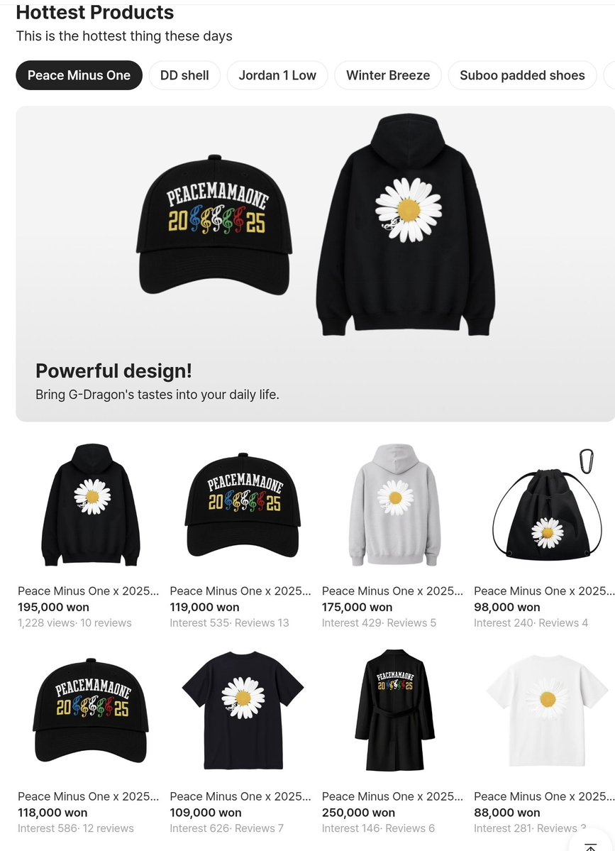 WhiteTamar1's tweet image. #GDRAGON Impact 
Peacemamaone by Peaceminusone G-DRAGON is the #1 Hottest products on KREAM Korea &amp;amp;
PEACEMINUSONE is the #1 Most Popular new product on KREAM Korea 
❤👆