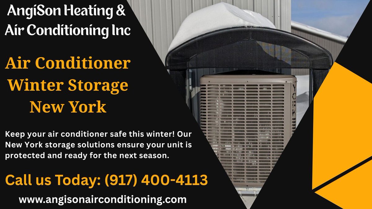 angisonairnyc's tweet image. Keep your air conditioner safe this winter! Our New York storage solutions ensure your unit is protected and ready for the next season. Call us Today: (917) 400-4113 or visit: angisonairconditioning.com
#HeatingProblems, #FixMyHeat, #HeatPumpRepair, #BoilerService, #GasFurnaceRepair