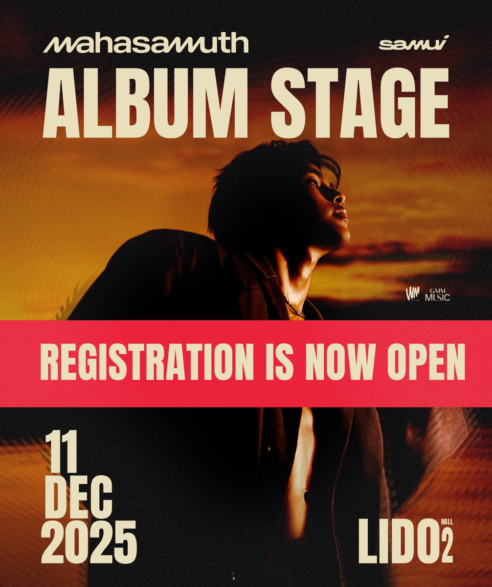 WhiteMusicClub's tweet photo. SAMUI ‘MAHASAMUTH’ 1st ALBUM STAGE

Registration Is Now Open ! | เปิดให้ลงทะเบียนรับสิทธิ์เข้างานแล้ววันนี้
https://t.co/WKhuSSVWjz

#SAMUI_K1
#MAHASAMUTH_STAGE
#WhiteMusicRecord
#GMMMusic https://t.co/FlDzt5wltd