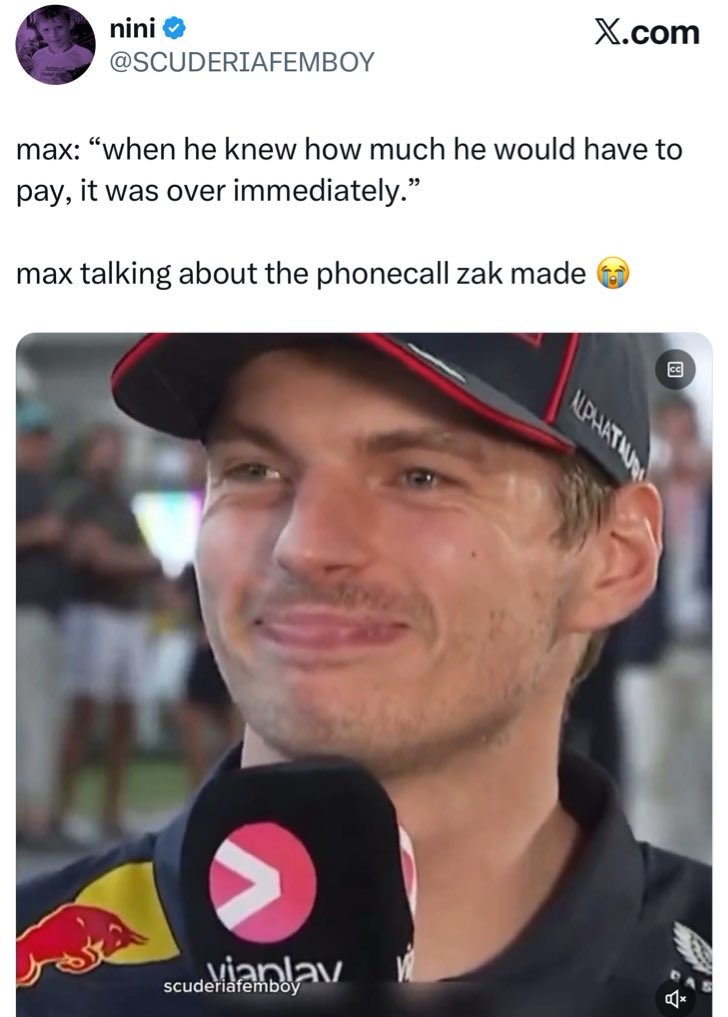 mel21_mv's tweet image. Friendly reminder that for all the crap Zak talks even he tried to get Max to McLaren and was basically told he couldn’t afford him. It’s also why him backtracking rn isn’t surprising.
In the words of Fred Vasseur, “I’d like to see the team principal answering no to Max” 😌
