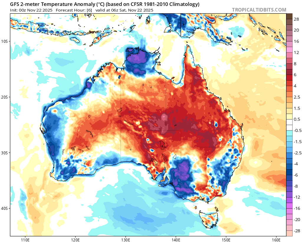 extremetemps's tweet photo. Extreme contrasts in AUSTRALIA
New heat wave in Queensland (44.8 today, hotter next days)
Deluges and cool in Northern Territories

November records:
HIGH MAX
32.8 Point Lookout QLD
LOW MAXES  NT
25.3 Darwin AP
25.5 Middle Point
27.6 Point Stuart https://t.co/Pam2NqfXsu