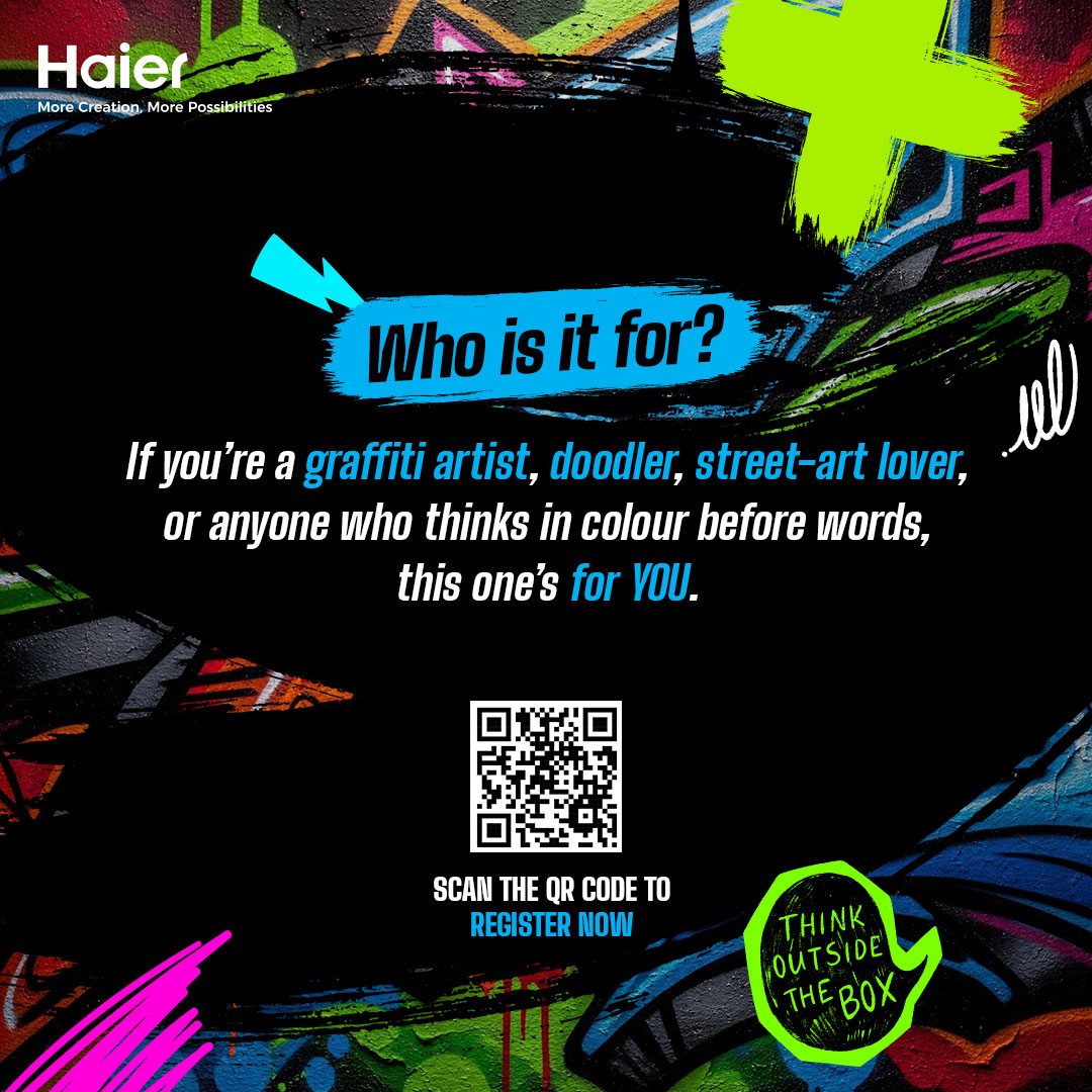 IndiaHaier's tweet image. To every graffiti artist, doodler, and dreamer,
This is your time.
Join the Haier Xpression movement and bring your street art home on Haier appliances.
Registrations open till 28th November.

#Haier #MoreCreationMorePossibilities #Xpression #RegistrationOpen